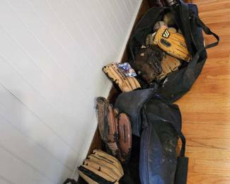 Baseball gloves and equipment