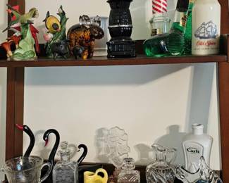 Cologne bottles and glass home decor