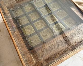 custom coffee table made from an Indian door