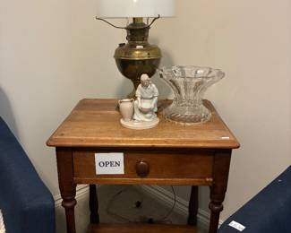 Vtg Lamp, Wooden Nightstand