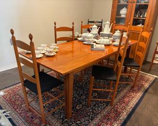 Mission Style Dining Table and Chairs, Rugs