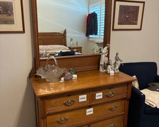Wooden Dresser & Mirror