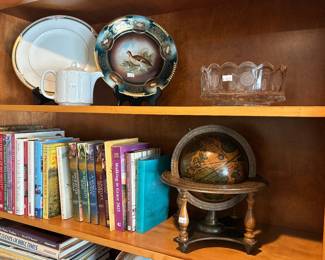 Desk Globe, Books, Decorative Plates