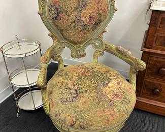 painted antique heart shape vanity chair