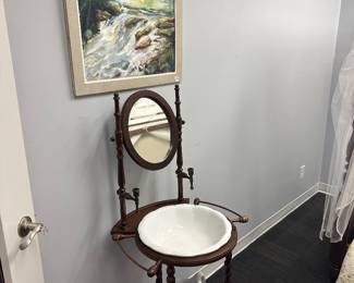 Filiz painting, washstand, basin and pitcher
