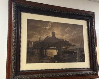 Circa 1887 etching of Longfellow’s “The Bridge”