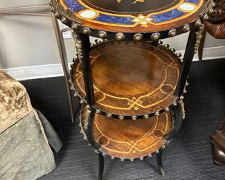 antique Napolean three tier inlay table
