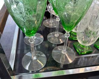 Fostoria Versailles uranium crystal stems