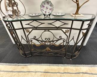 Metal and glass console table