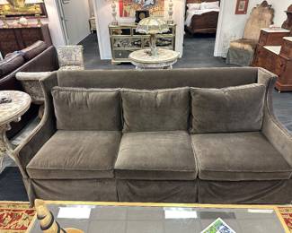 Lee Industries brown velvet 92” sofa
