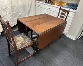 Barley twist chairs, gate leg drop leaf table