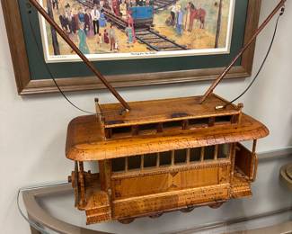 Collectible wood console bamboo trolly