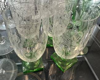 Fostoria Versailles uranium crystal stems