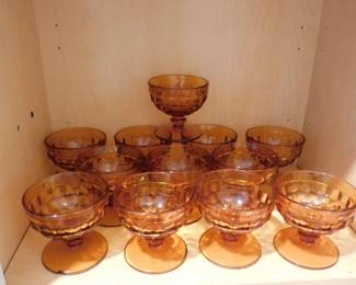 Vintage Indiana Glass Whitehall Amber Sherbet Goblets - Set of 12 (will split into 2 sets of 6)