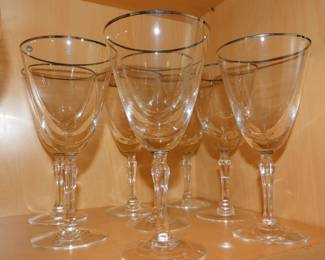 Fostoria "Engagement" Platinum Rim Water Stems - Set of 8