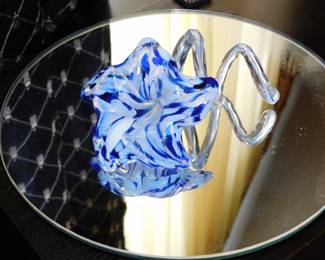 Handblown Murano-style art glass flower sculpture