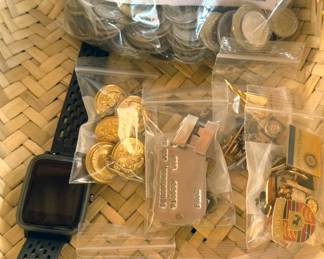 Jewelry: silver, vintage, costume, Military pins, buttons, shoulder boards