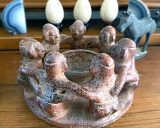 Mexican folk art circle of friends candle holder