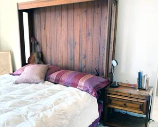 King bed frame, mattress, solid wood night stands