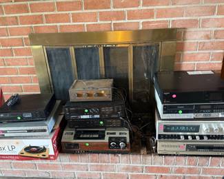 Collection of beta, VHS recorders, vintage receiver, vinyl/cassette digitizer, cd player 