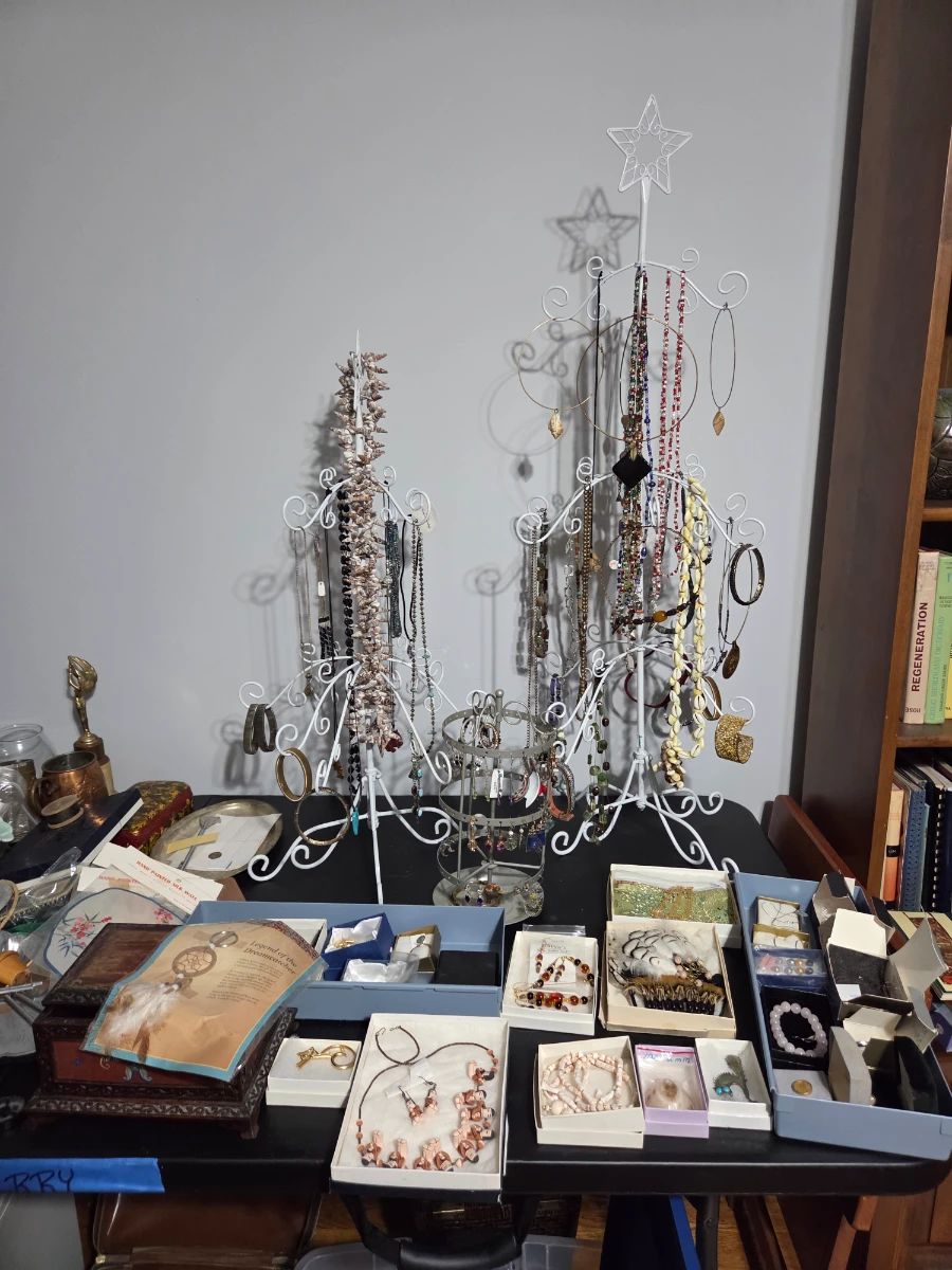Jewelry - this is only a small fraction of what we will have for sale. Lots of turquoise items - bracelets, necklaces, etc, costume and better jewelry, dreamcatchers