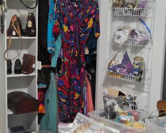 Vintage dress and accessories, also yarn, fabrics and craft supplies