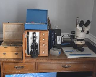 Microscopes: student scope and stereo viewer (dissection) scope