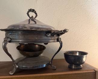 Silverplate tureen with glass insert