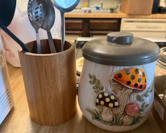 Utensil holder and mushroom cannister