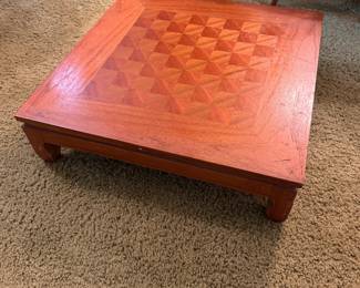 Large approx 24x24x3 wood inlaid board game with drawer