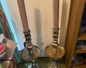 Large floor standing brass candlestick holder