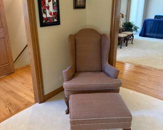 Walter E. Smith taupe chair and ottoman