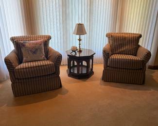 Walter E. Smithe striped armchair (2 available)