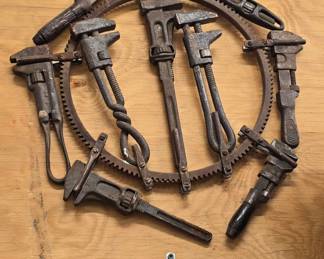 Shop wall art made from vintage tools.