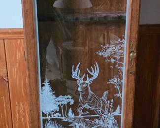 Glass Wood Deer Gun Cabinrt