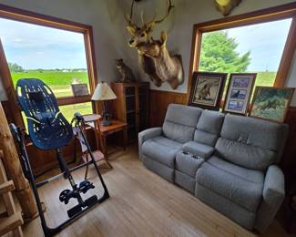 Elk Couple Taxidermy Mount, Reclining Sofa, Inversion Table, Households
