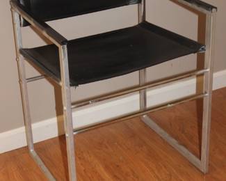 Chrome & BlackVinyl Faux LeatherSling Director’s Chair