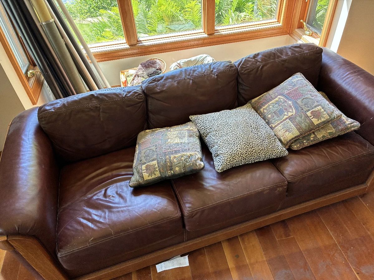 burgundy leather sofa