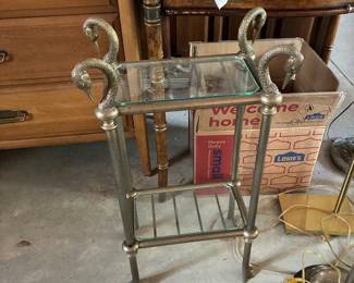 side table - heavy steel and glass