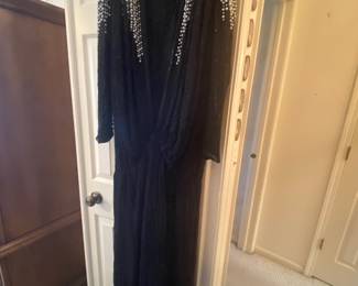 Vintage Beaded Black Gown