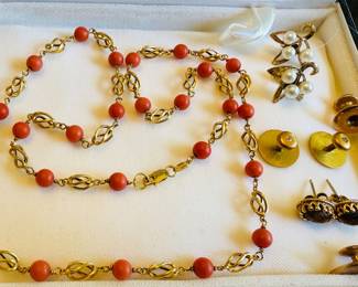 18 karat gold, coral, various 14 karat gold