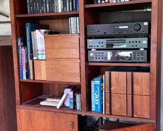Mid century walnut shelving unit. 