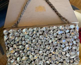 1960 original box Evans evening bag with rhinestones.