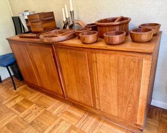 a wonderful selection of Danish Dansk wood serving bowls.