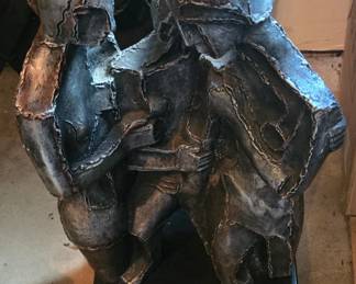 Vintage Austin Prod Three Sisters Brutalist Plaster Bronze Finish Sculpture 1968