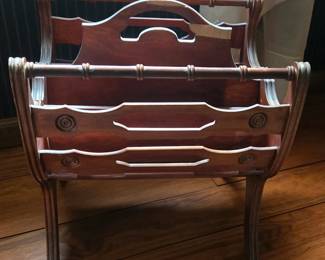 Vintage mid century Mahogany magazine rack.