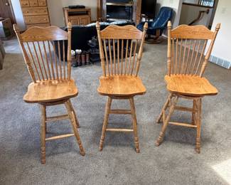 Oak Bar Stools (set of 3)