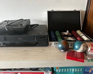 vhs player, dvd player, games