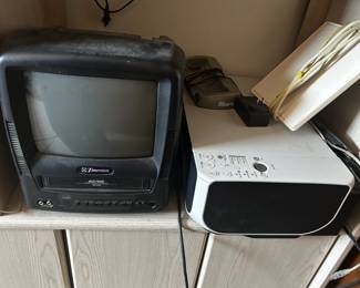 printer & vhs tv