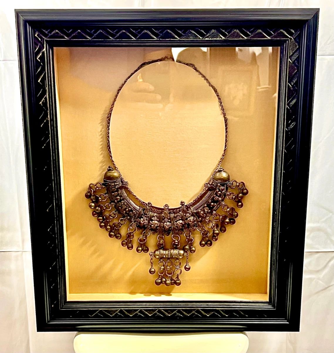 Antique Bedouin Silver Ceremonial Wedding Necklace Framed (Est. Value $1200)